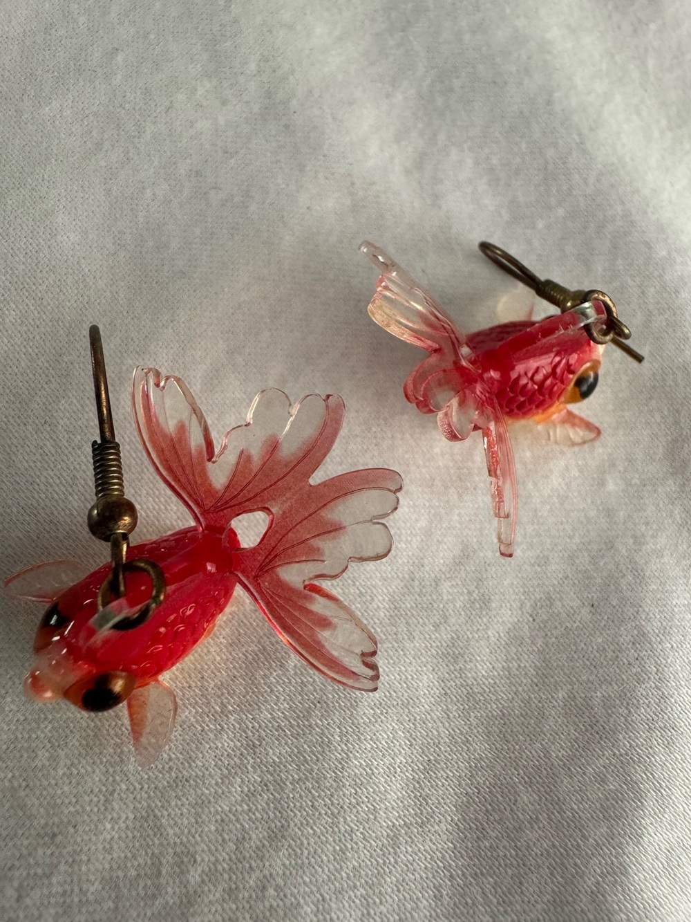Handmade Red Goldfish Dangle Earrings